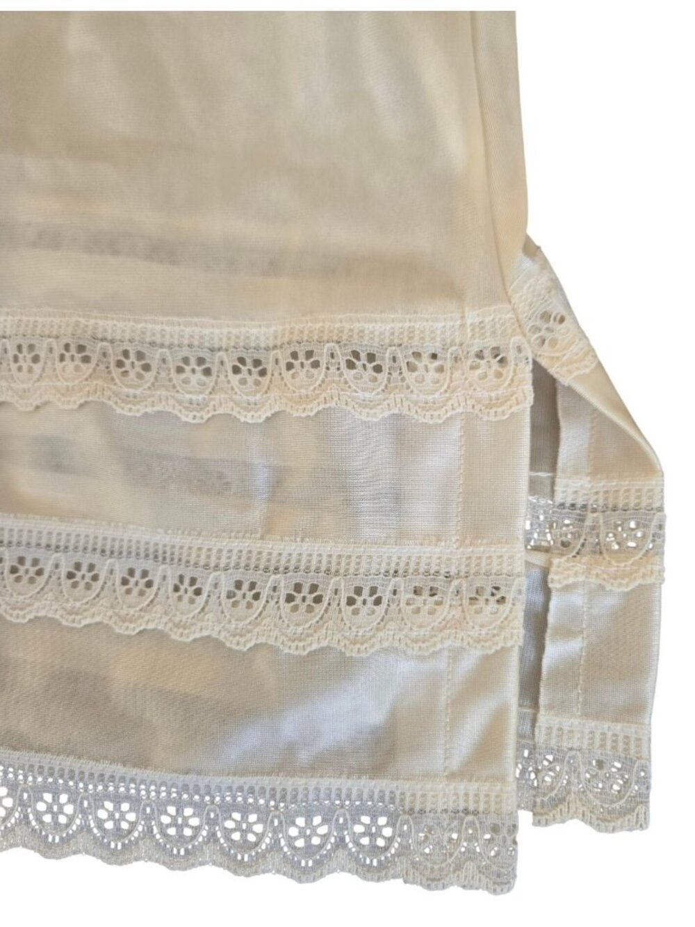 Vtg Coquette Antron Full Slip Ivory Lace Trim Nylon Size 46 USA-Made New - Picture 10 of 12